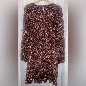 Current Air from Anthropologie NEW Ditzy Floral Ruffled Peasant Faux Wrap Dress